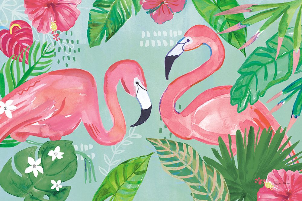 Fruity Flamingos I v2 art print by Farida Zaman for $57.95 CAD