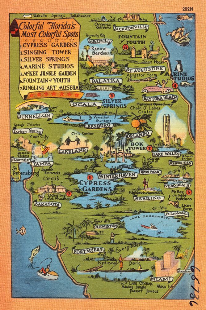 Vintage South Florida Map art print by Wild Apple Portfolio-Public Domain for $57.95 CAD