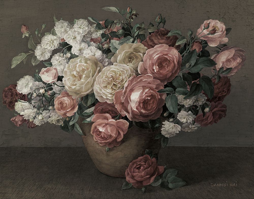 Antique Rose Bouquet Dark art print by Danhui Nai for $57.95 CAD