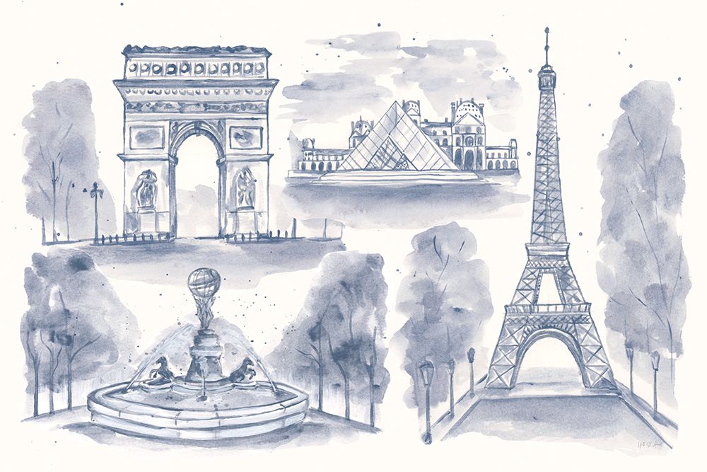 Paris Landmarks art print by Yvette St. Amant for $57.95 CAD