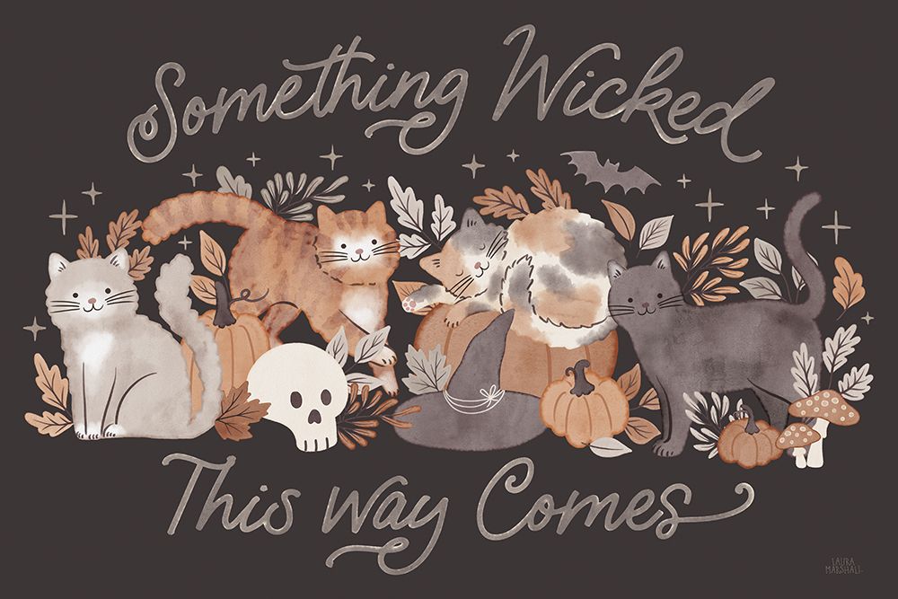 Pumpkins and Paws I Dark art print by Laura Marshall for $57.95 CAD