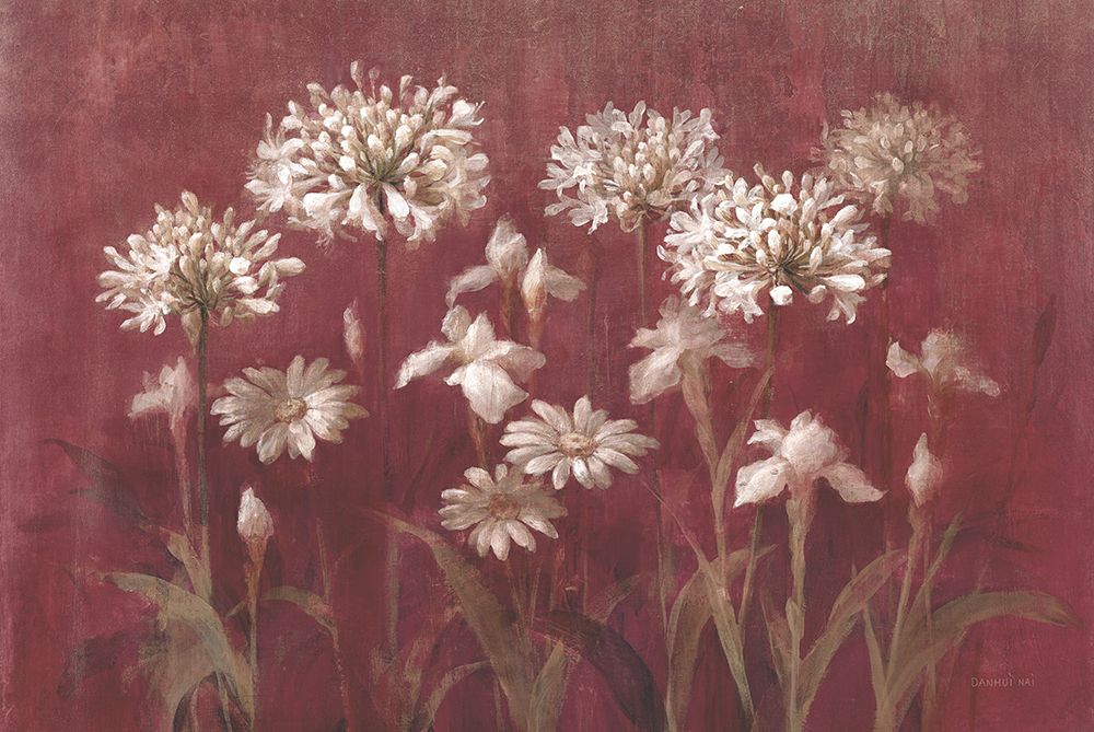 Garden Flowers on Burgundy art print by Danhui Nai for $57.95 CAD