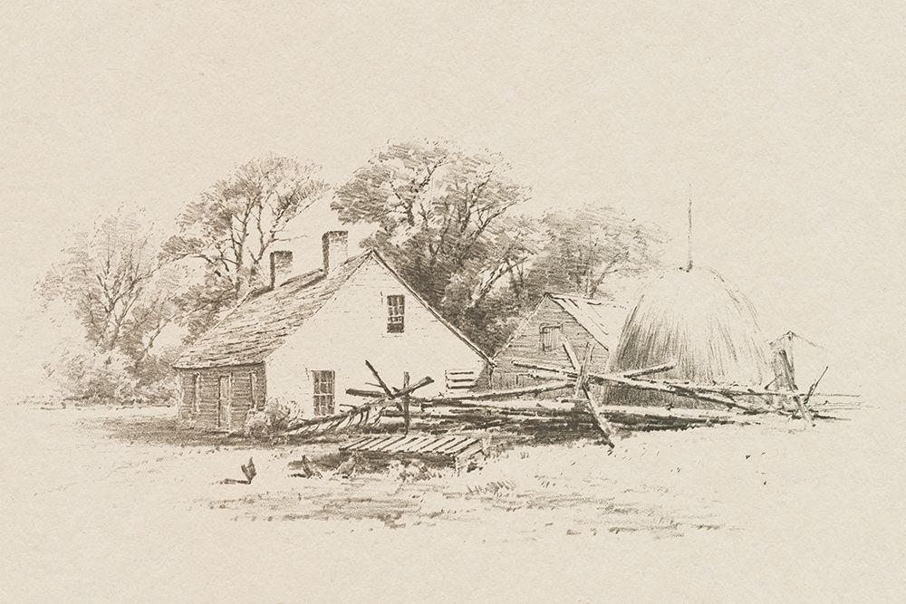 Cottage Pencil Drawing II art print by Public Domain for $57.95 CAD