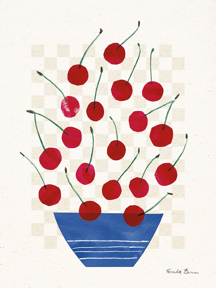 Red Falling Fruit I art print by Farida Zaman for $57.95 CAD