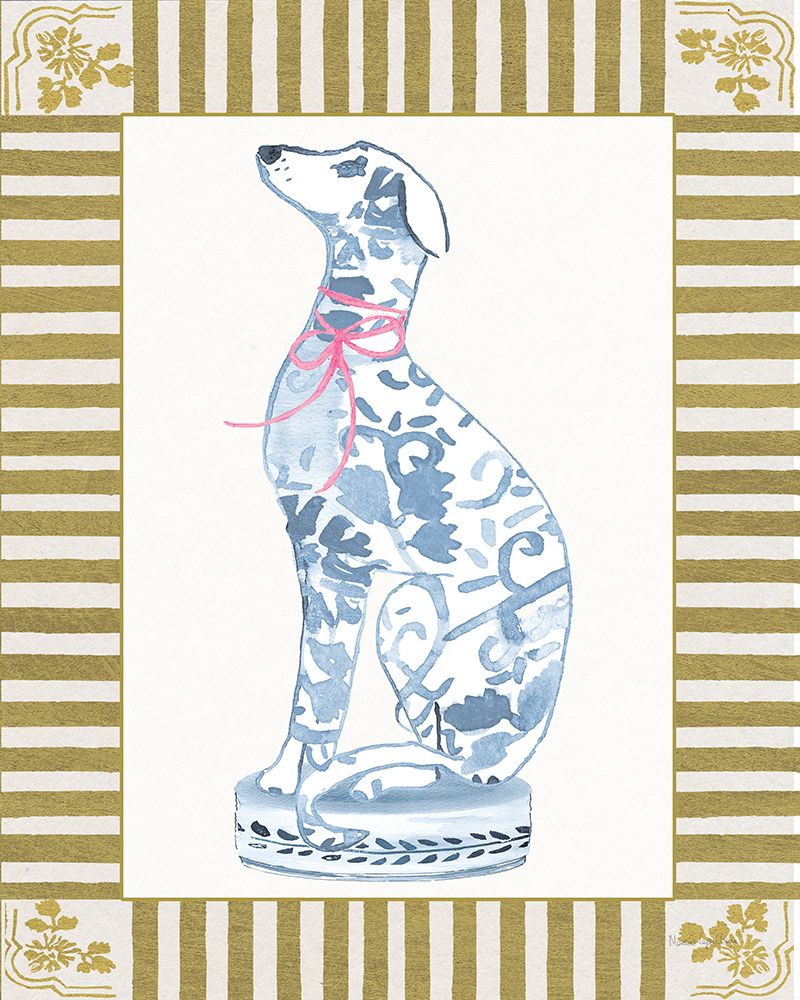 Chinoiserie Dogs III Gold Stripe art print by Mercedes Lopez Charro for $57.95 CAD