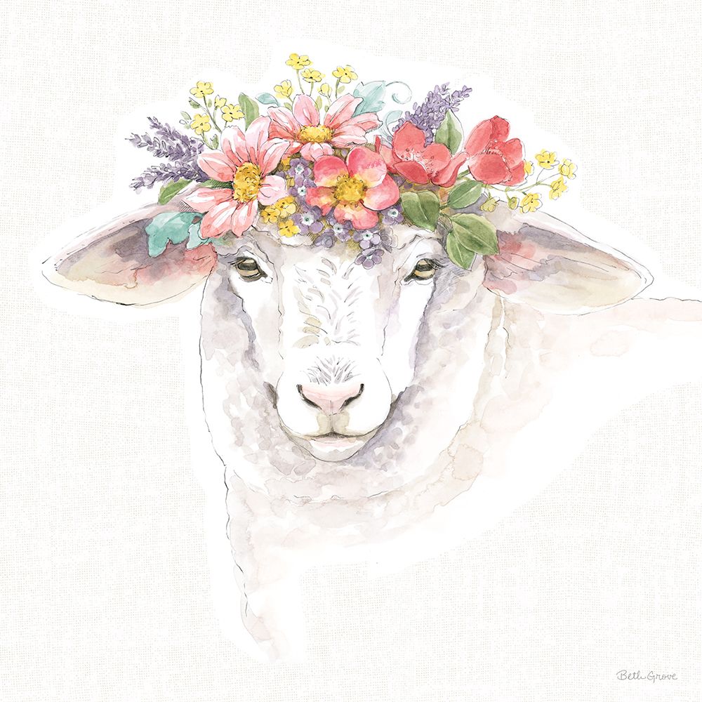 Sheep Portrait art print by Beth Grove for $57.95 CAD