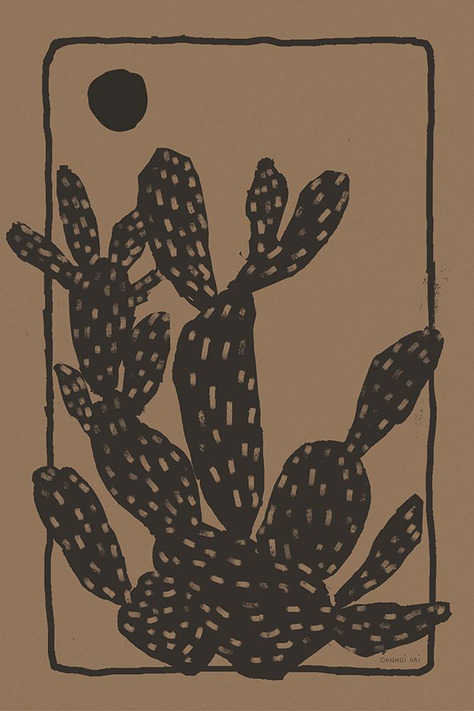 Woodcut Cactus I Natural art print by Danhui Nai for $57.95 CAD