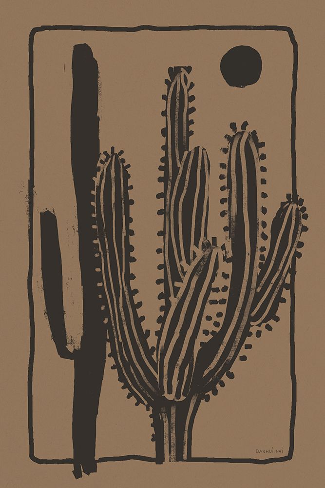 Woodcut Cactus II Natural art print by Danhui Nai for $57.95 CAD