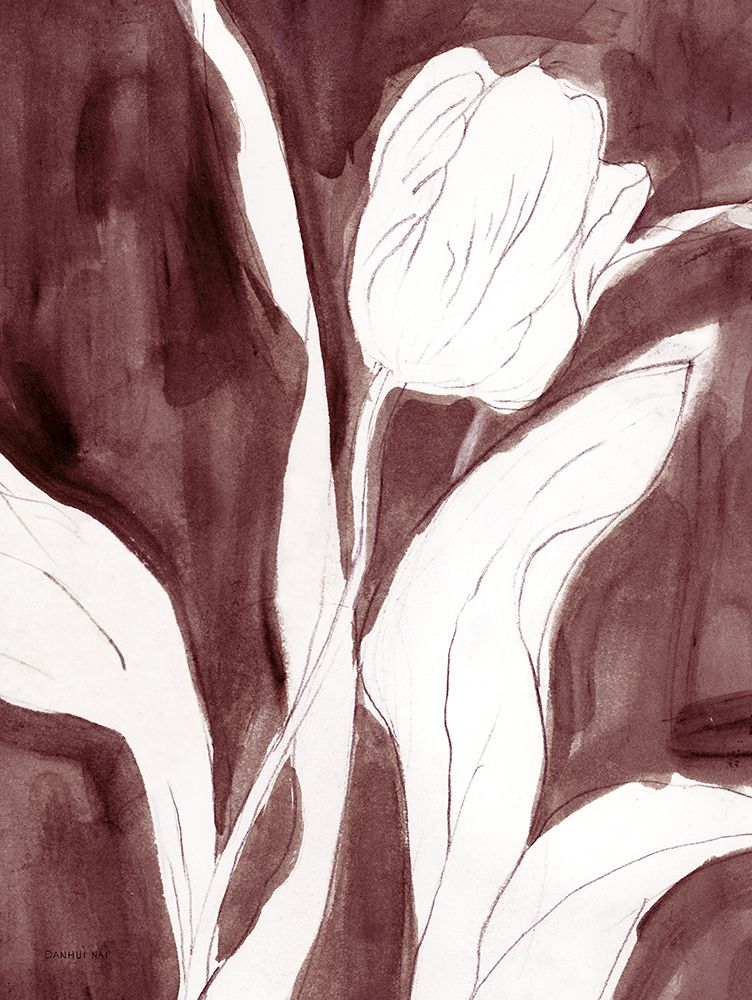 Burgundy Tulip Sketch II art print by Danhui Nai for $57.95 CAD