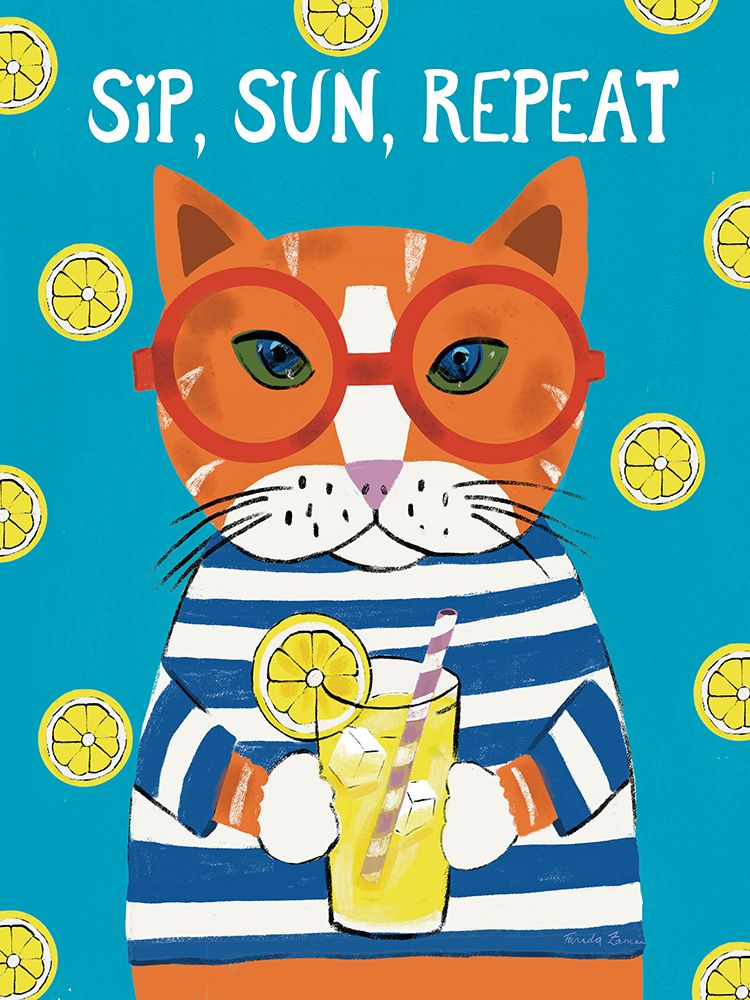 Seasonal Cat I Summer art print by Farida Zaman for $57.95 CAD