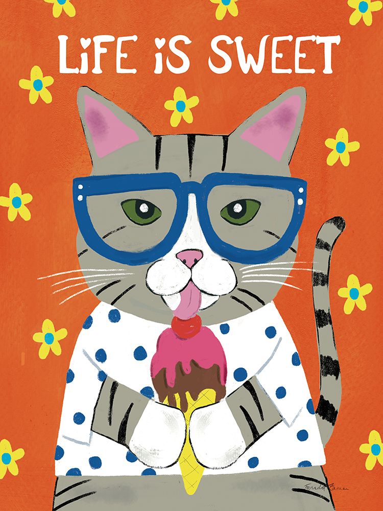 Seasonal Cat III Summer art print by Farida Zaman for $57.95 CAD