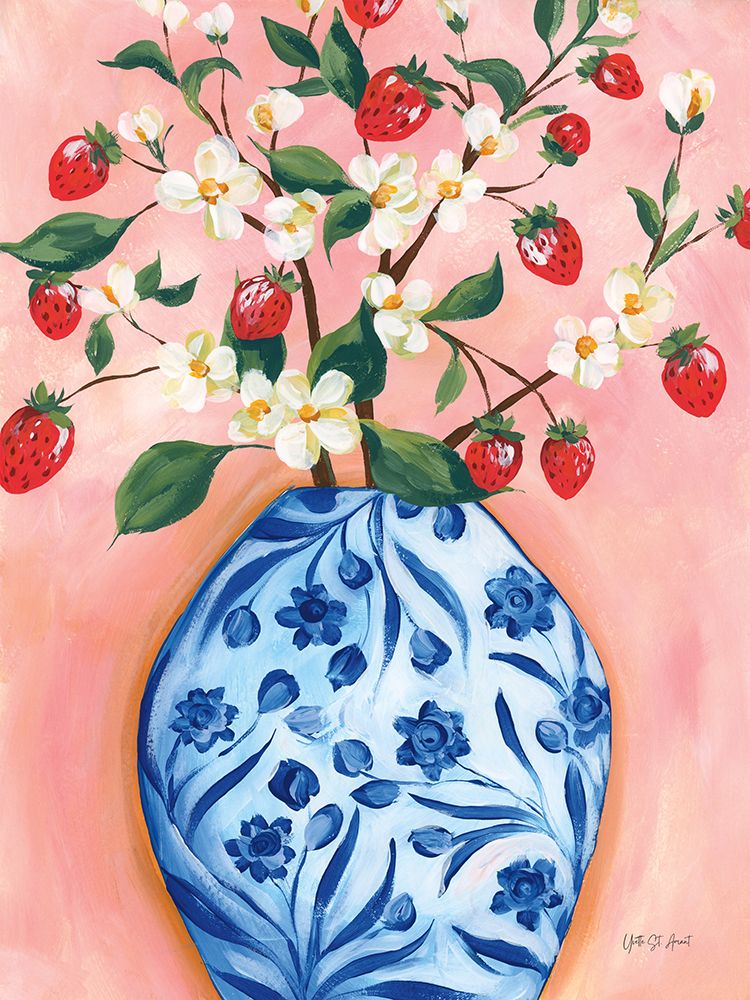 Blooming Strawberry Vase art print by Yvette St. Amant for $57.95 CAD