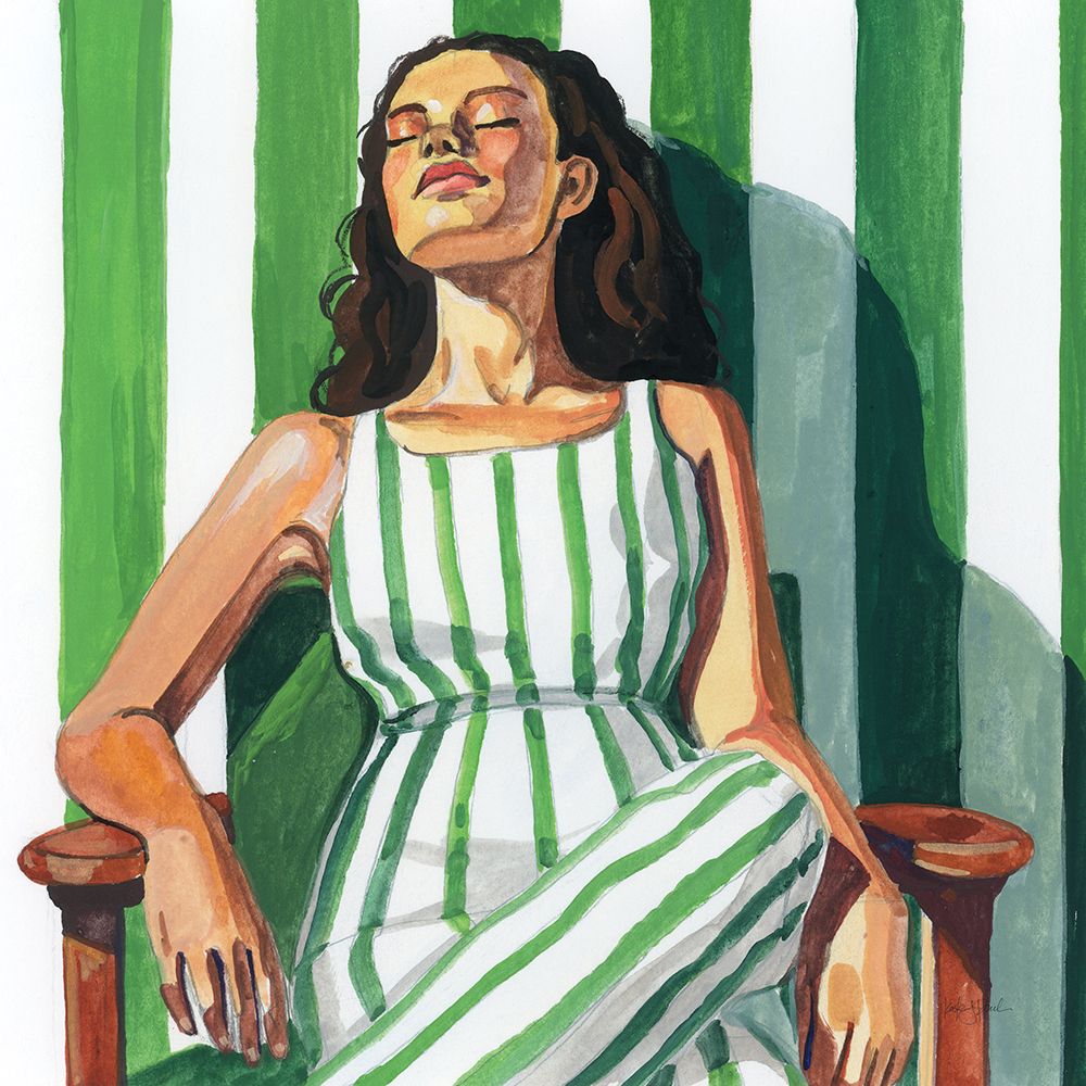 Relaxing In A Striped Dress art print by Kate Jarvik Birch for $57.95 CAD