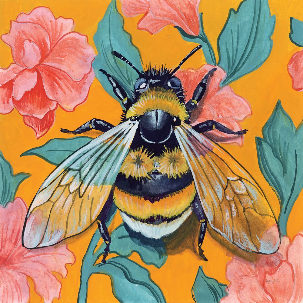 Bumblebee and Flower Wallpaper art print by Kate Jarvik Birch for $57.95 CAD