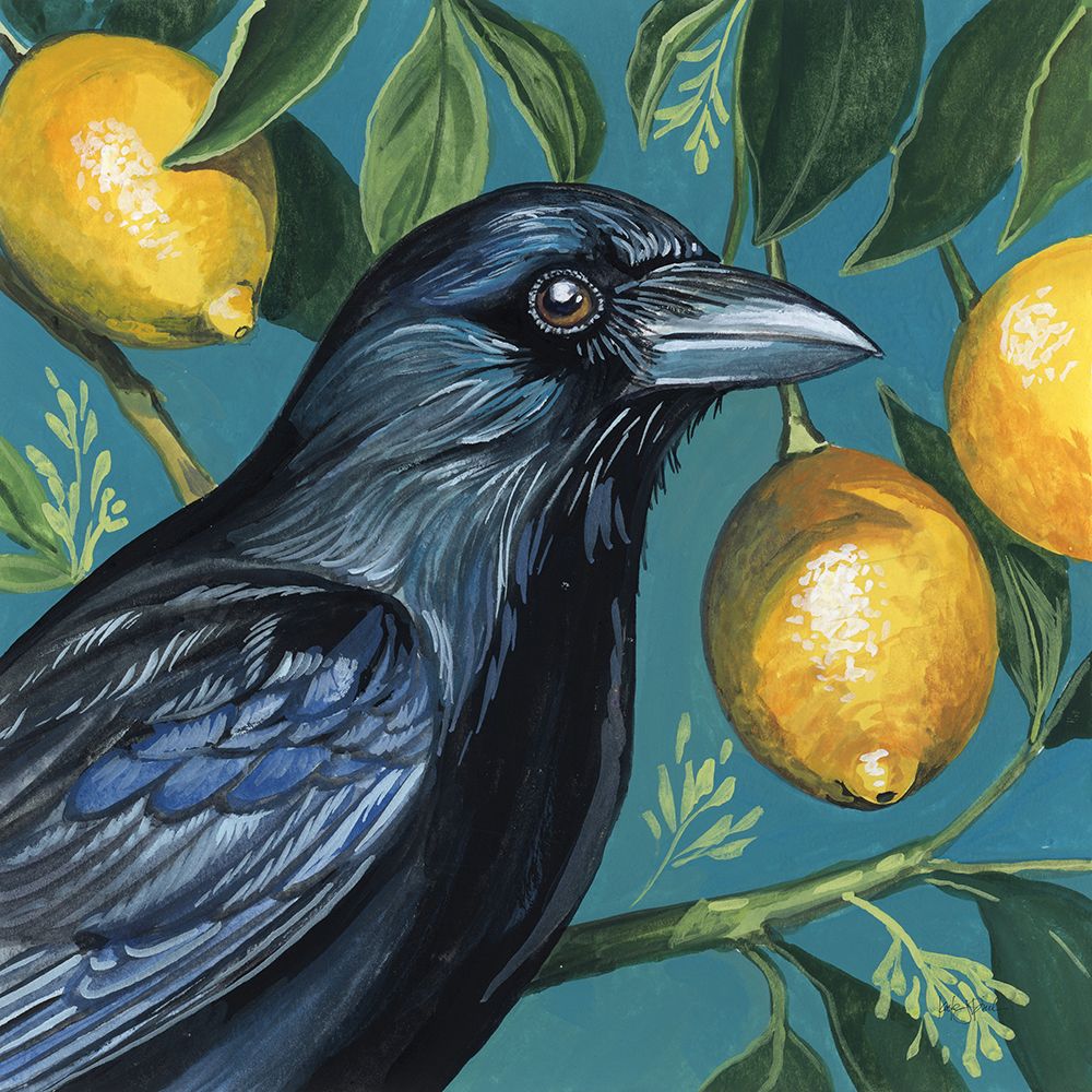 Crow With Lemon Backdrop art print by Kate Jarvik Birch for $57.95 CAD