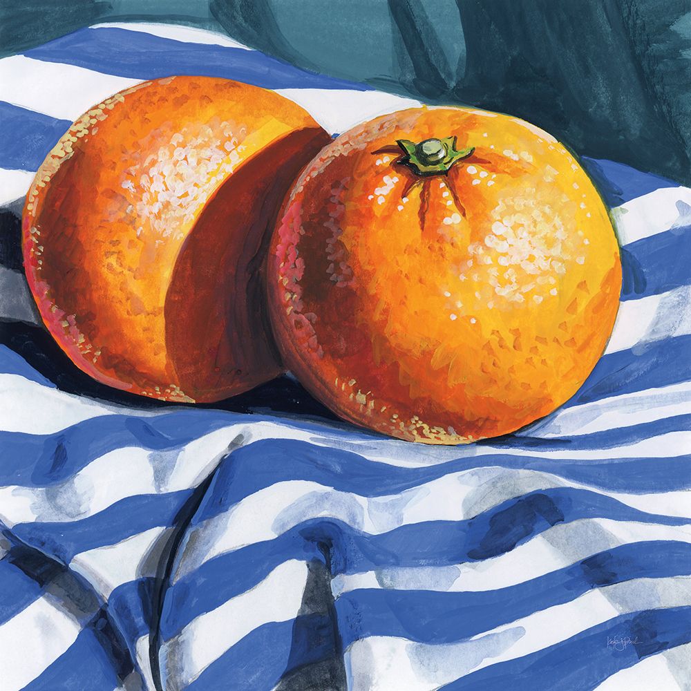 Oranges on Striped Cloth art print by Kate Jarvik Birch for $57.95 CAD