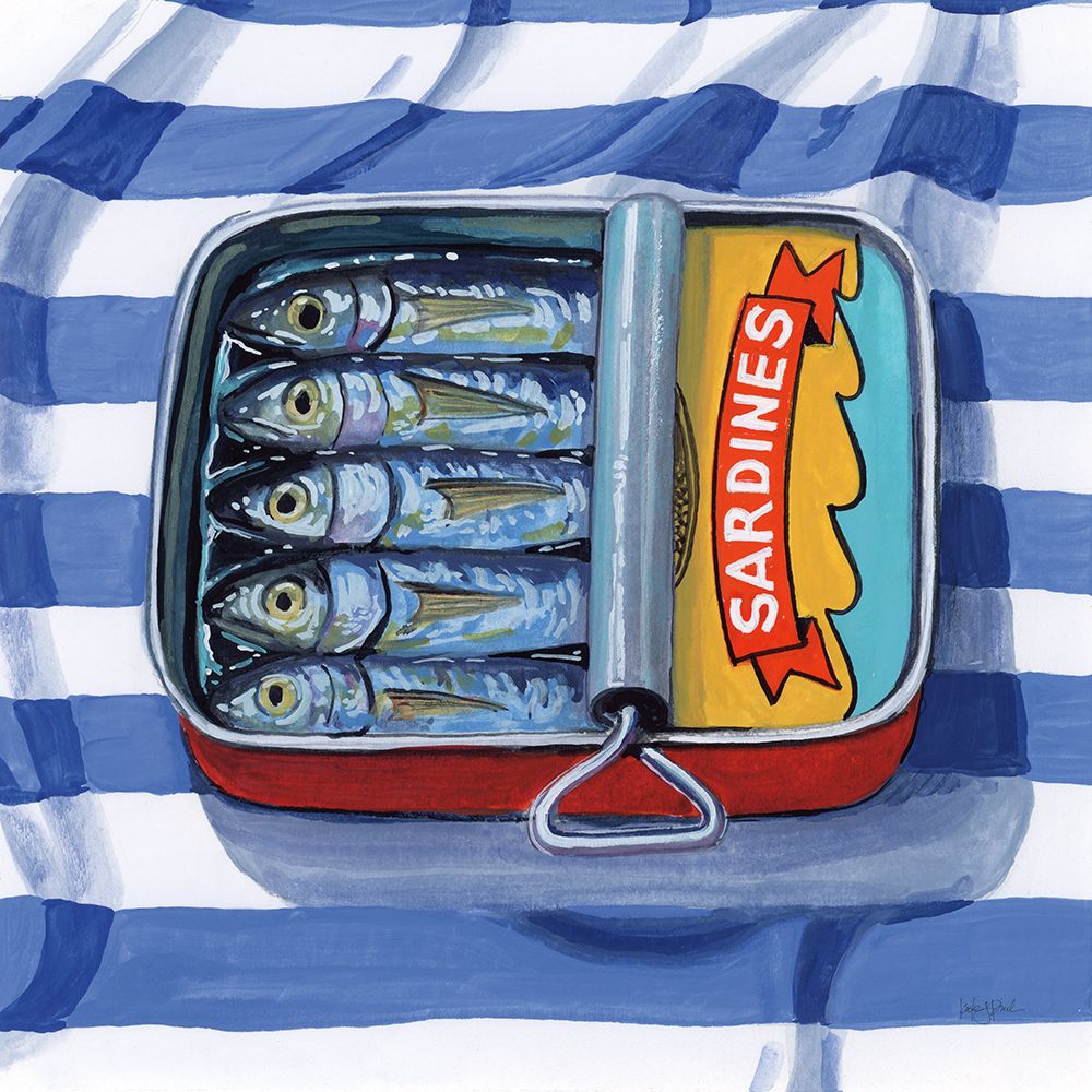 Sardines on Striped Cloth art print by Kate Jarvik Birch for $57.95 CAD