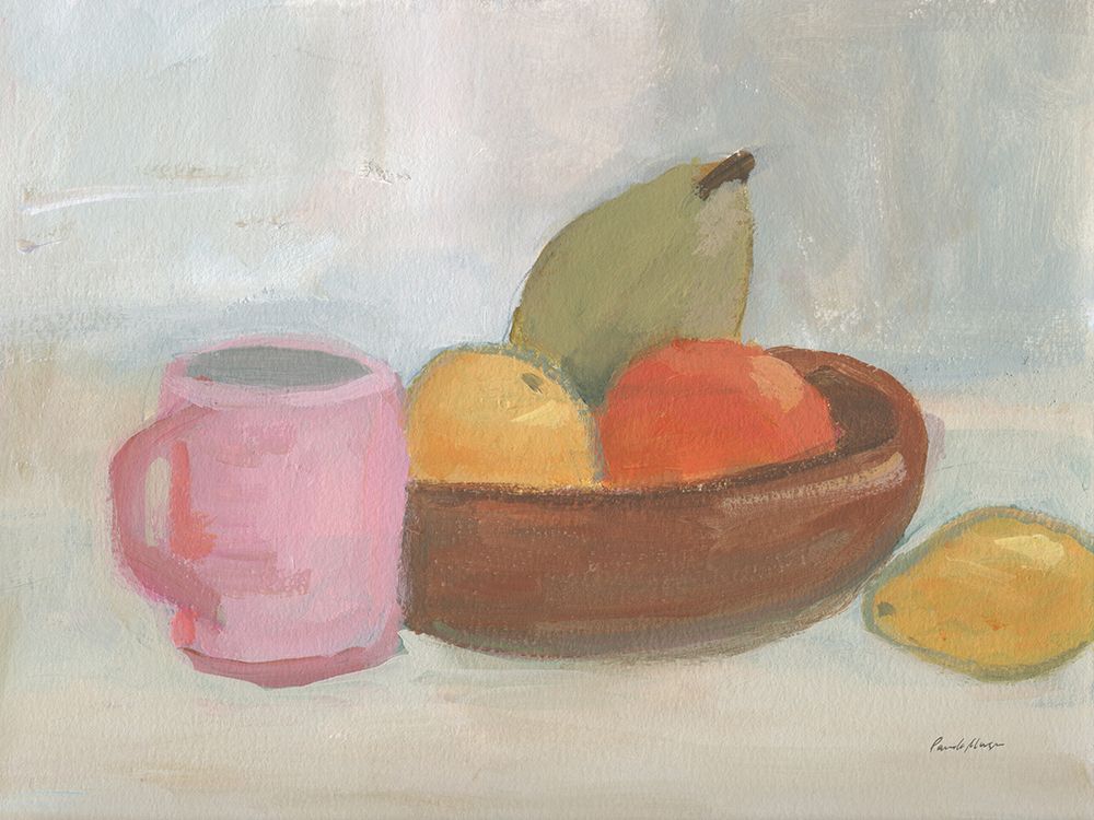 Pink Cup with Wooden Bowl art print by Pamela Munger for $57.95 CAD