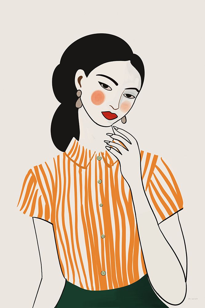 Woman in Striped Blouse II art print by Omar Escalante for $57.95 CAD