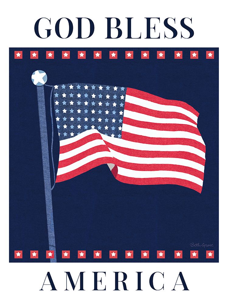 Stars and Stripes Bless America art print by Beth Grove for $57.95 CAD
