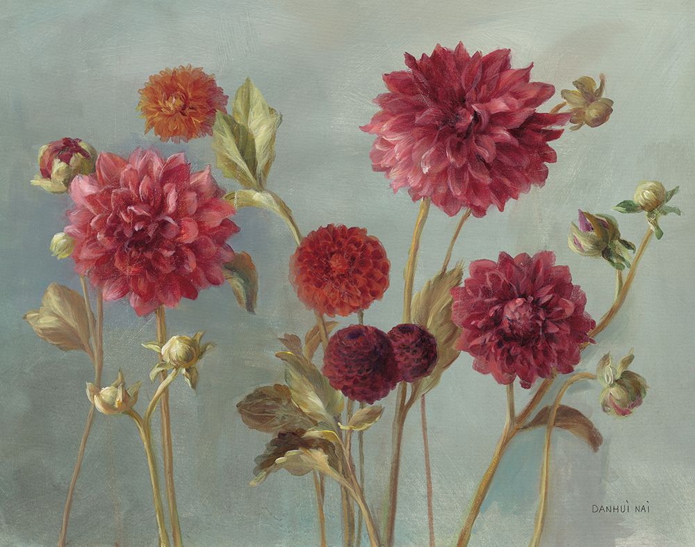 Plum Dahlias art print by Danhui Nai for $57.95 CAD