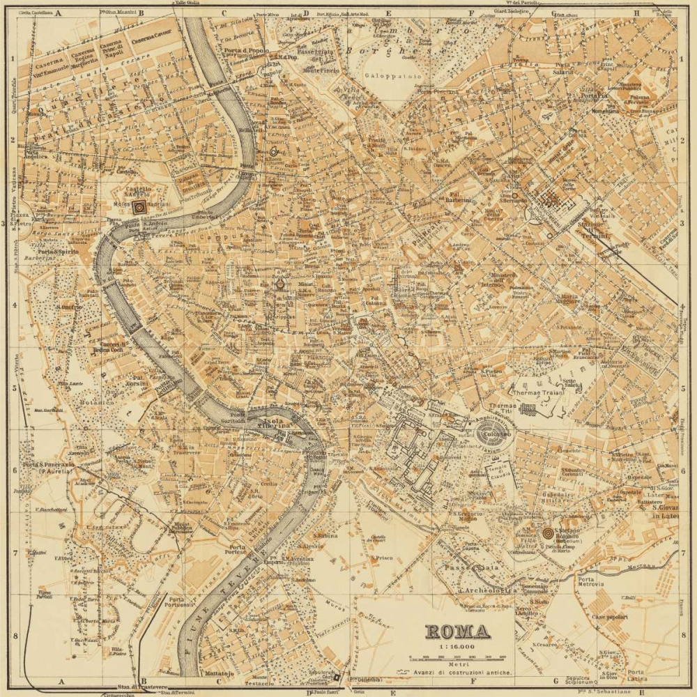 Mapa di Roma 1898 art print by Lorenzo Fiore for $57.95 CAD