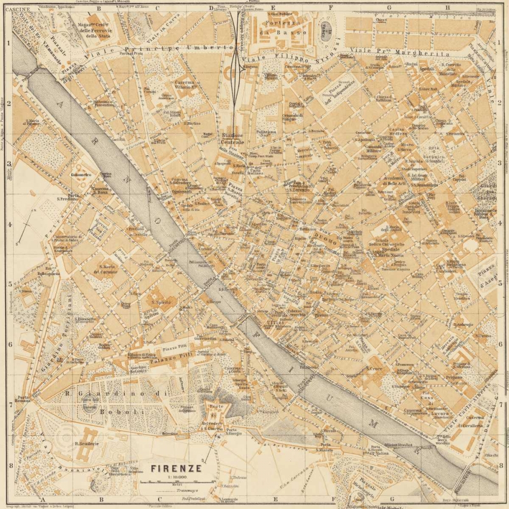 Mapa di Firenze 1896 art print by Lorenzo Fiore for $57.95 CAD
