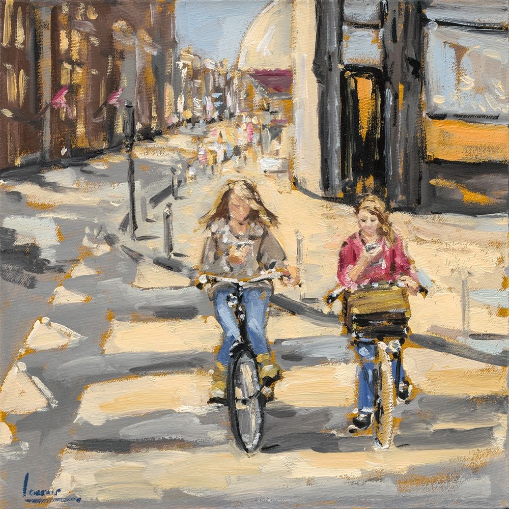 Kids on bikes art print by Nicole Laceur for $57.95 CAD
