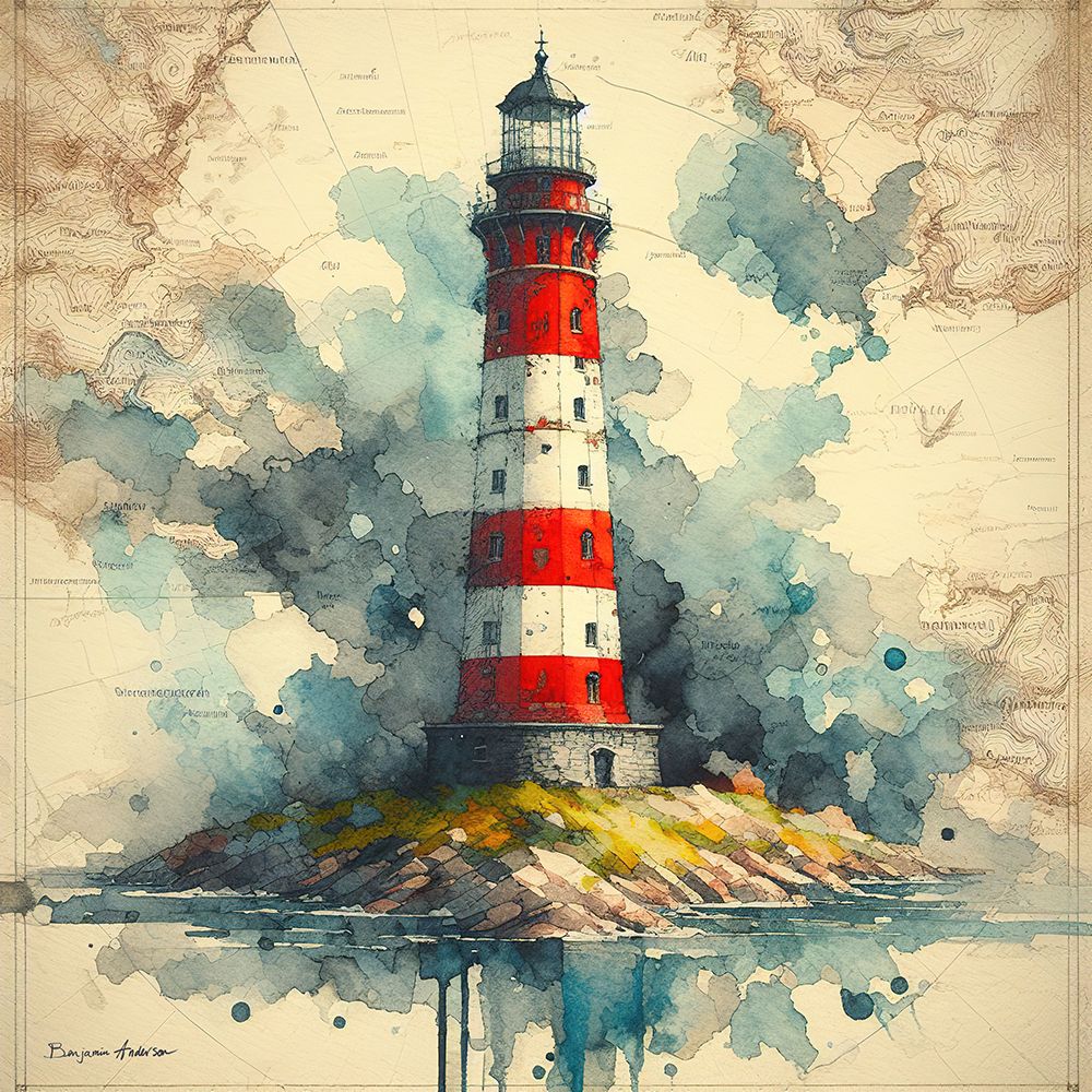 Lighthouse Red White art print by Benjamin Anderson for $57.95 CAD