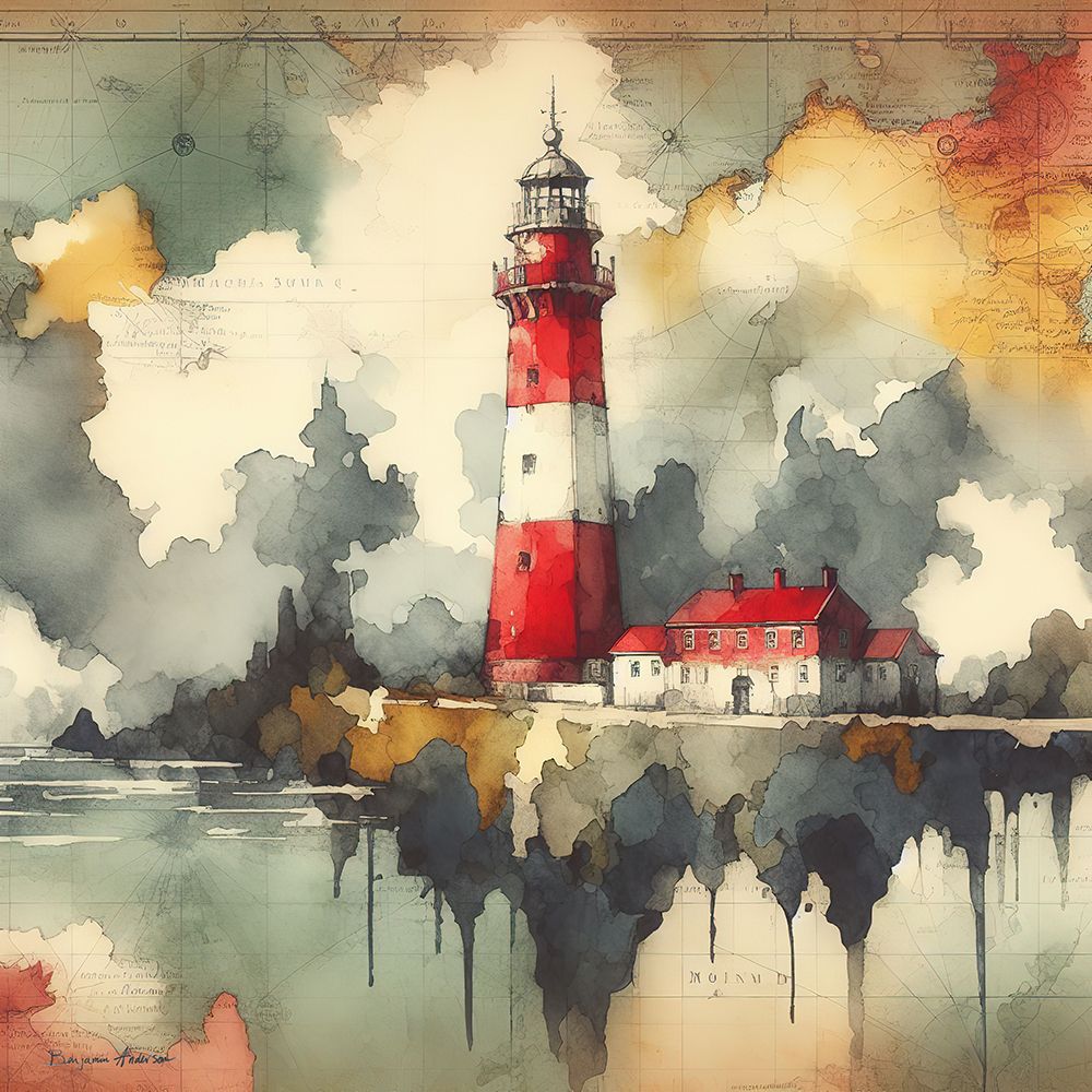 Red Flash Lighthouse art print by Benjamin Anderson for $57.95 CAD