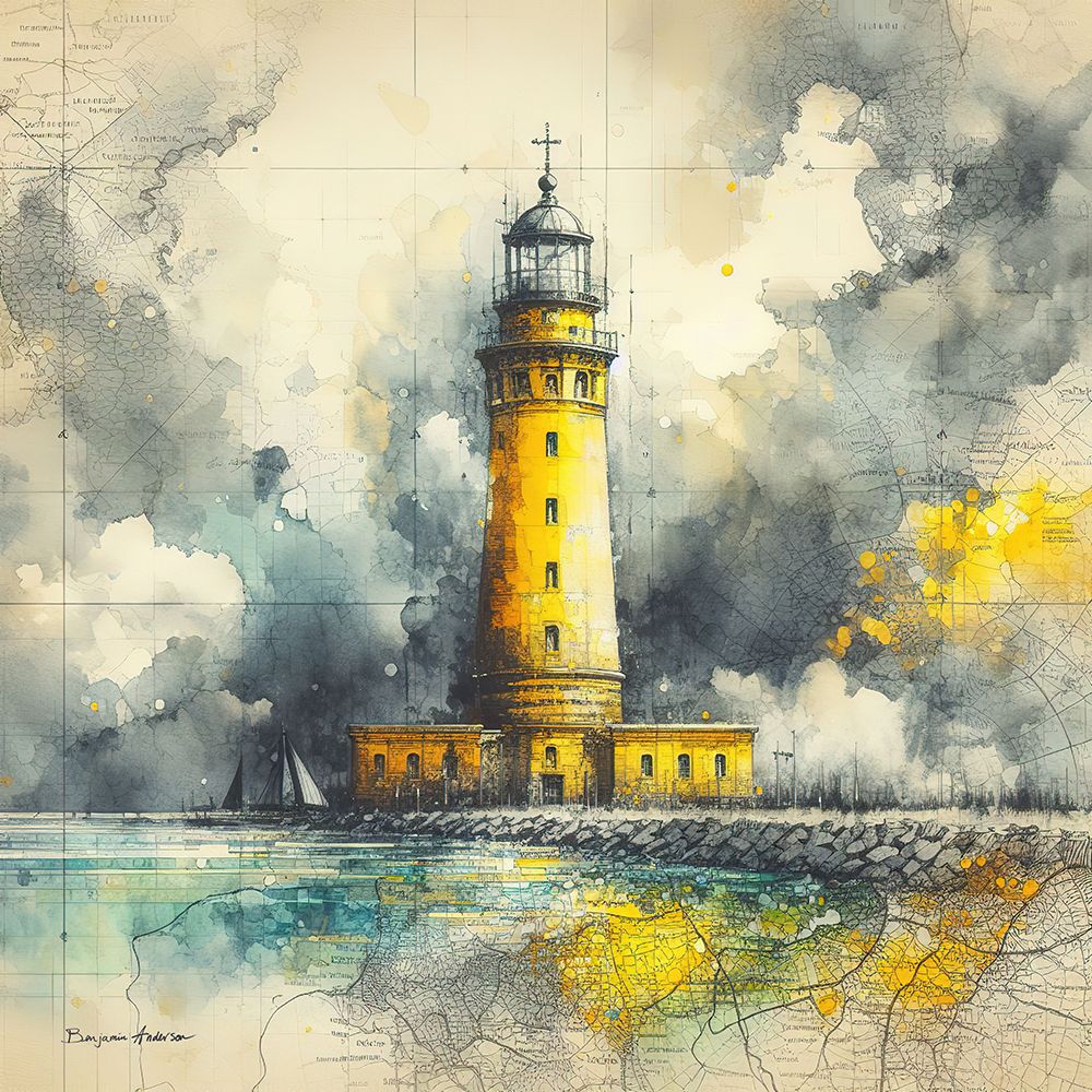 Yellow Lighthouse art print by Benjamin Anderson for $57.95 CAD