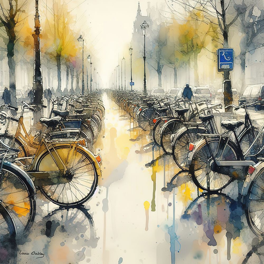 Bikes in Amsterdam art print by Lucie Oakley for $57.95 CAD
