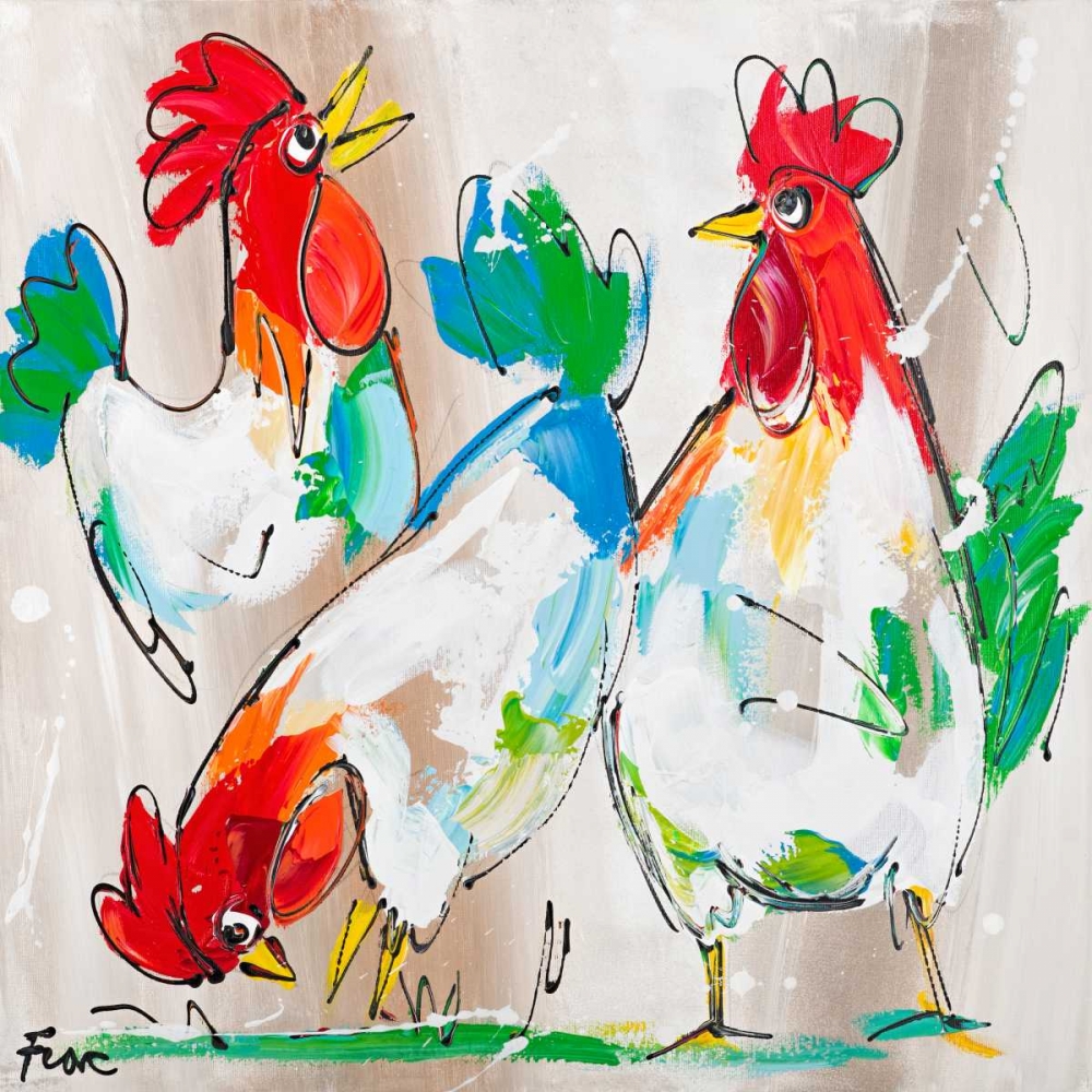 Cocks Talking art print by Art Fiore for $57.95 CAD