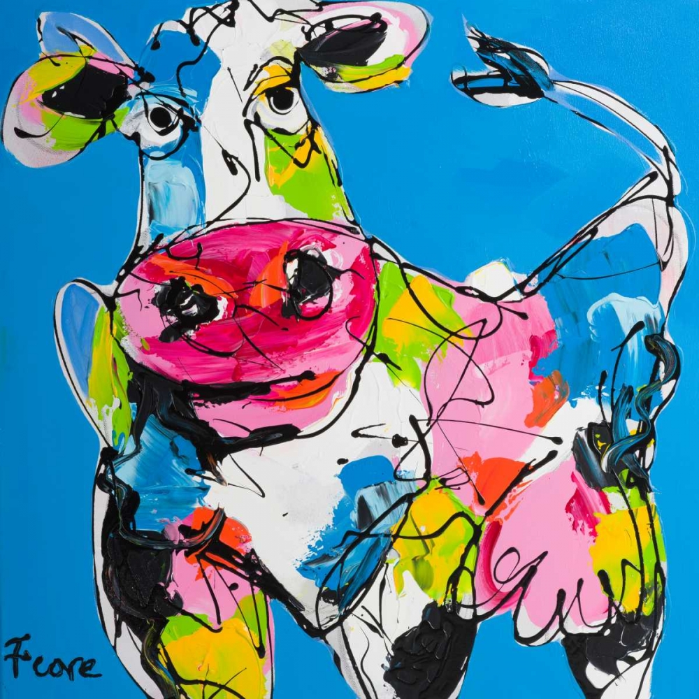 Colourful art cow art print by Art Fiore for $57.95 CAD