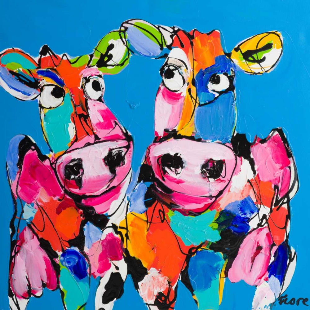 Colourful art cows art print by Art Fiore for $57.95 CAD