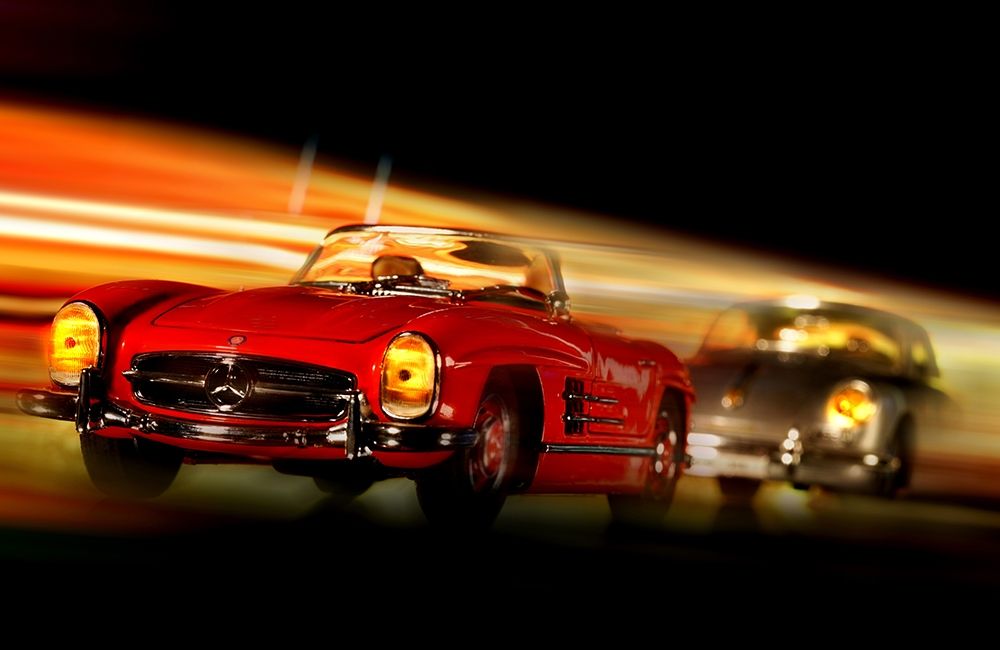 Cars in action - M.Benz 300SL art print by Jean-Loup Debionne for $57.95 CAD