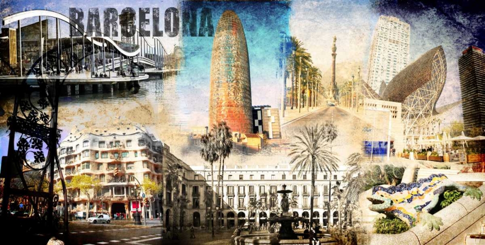 Barcelona Collage 01 art print by Adamsky for $57.95 CAD