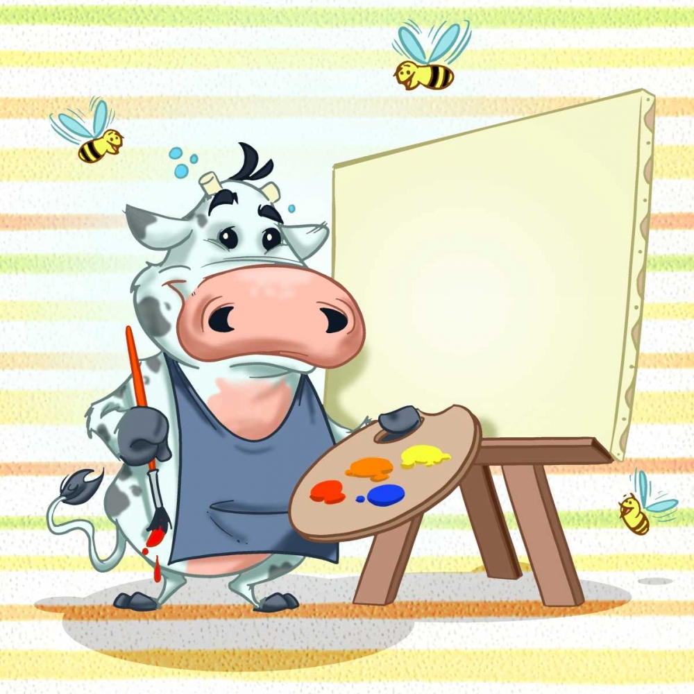 The cow painter art print by A. - Perez A. Alvez for $57.95 CAD