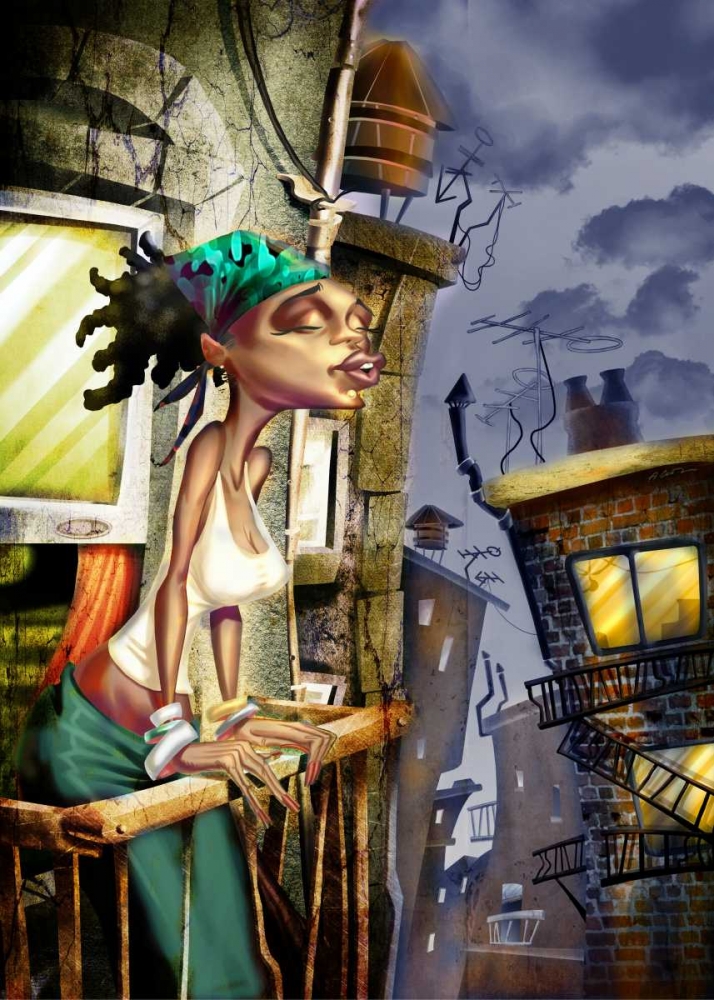 Girl on the Balcony -2 art print by A. - Perez A. Alvez for $57.95 CAD