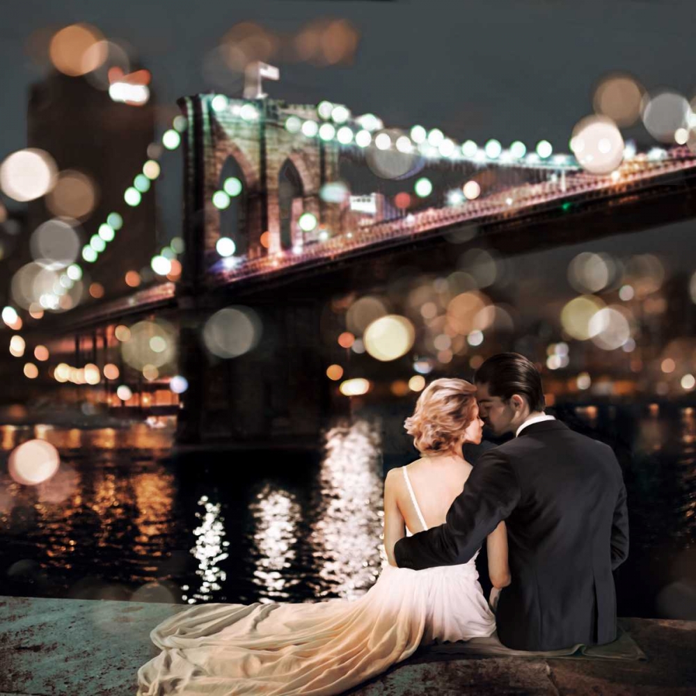 Kissing in a NY Night- detail art print by Dianne Loumer for $57.95 CAD