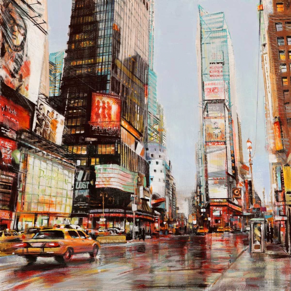 Taxi in Times Square art print by John B. Mannarini for $57.95 CAD