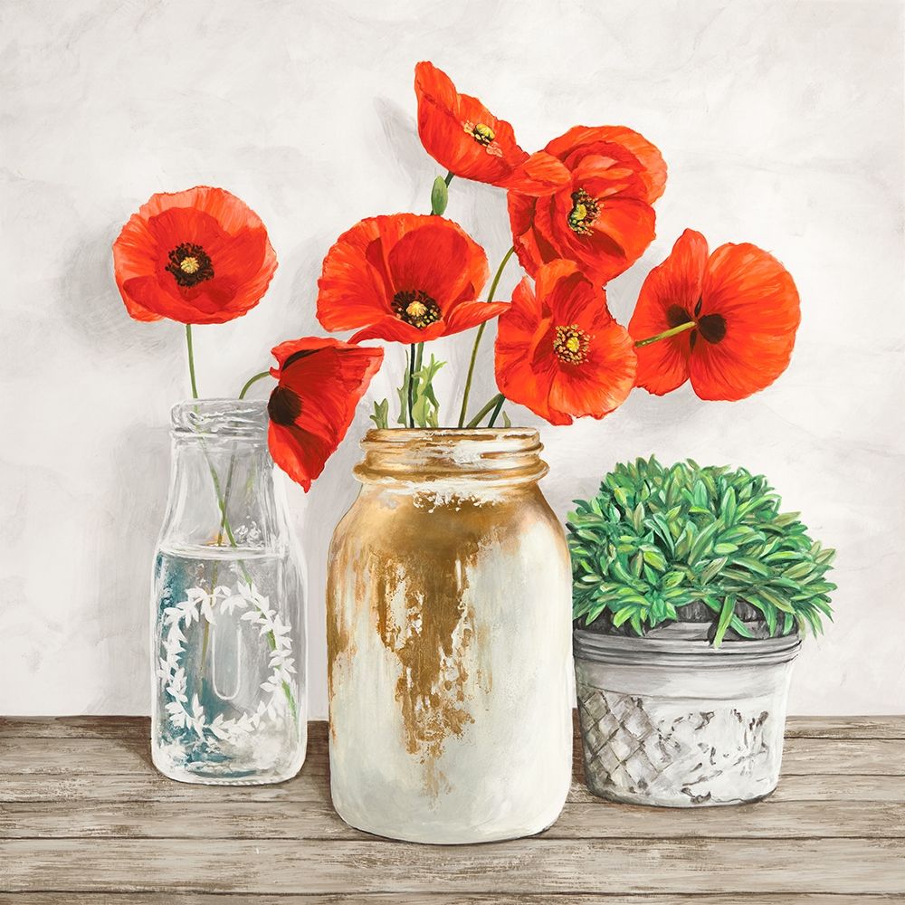 Floral composition with Mason Jars II art print by Jenny Thomlinson for $57.95 CAD