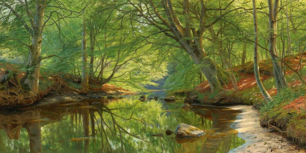 A stream through the woods art print by Peder Mork Monsted for $57.95 CAD