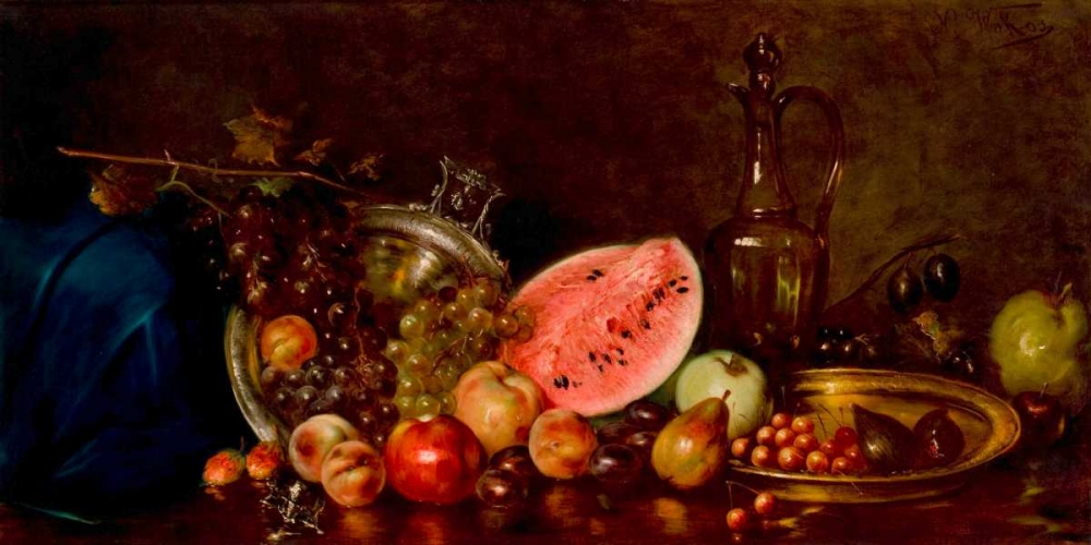 Still life with fruit art print by Nikolaos Wokos for $57.95 CAD