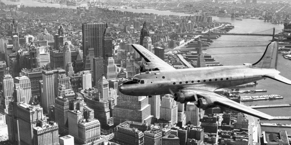 Flying over Manhattan, NYC art print by Anonymous for $57.95 CAD
