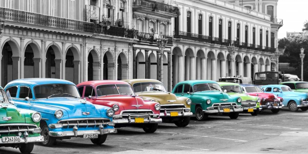 Cars parked in line, Havana, Cuba art print by Pangea Images for $57.95 CAD