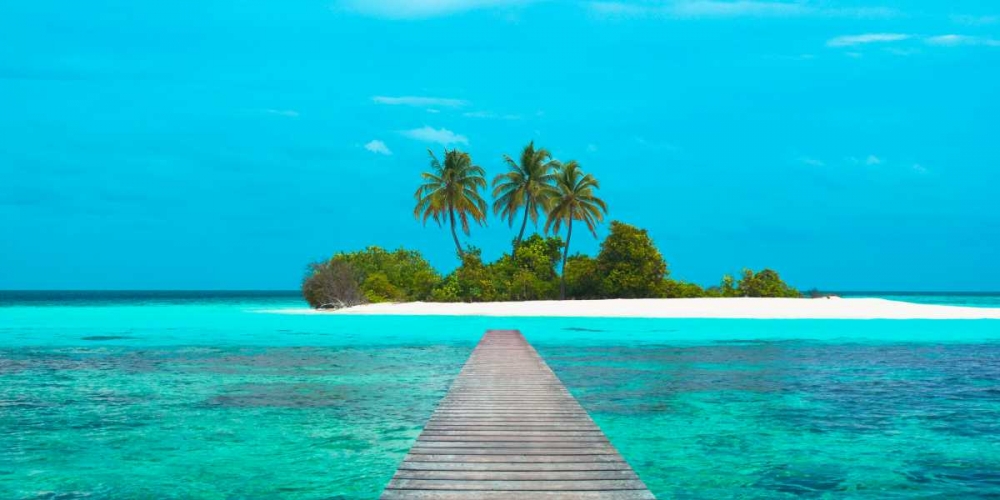 Jetty and Maldivian island art print by Pangea Images for $57.95 CAD