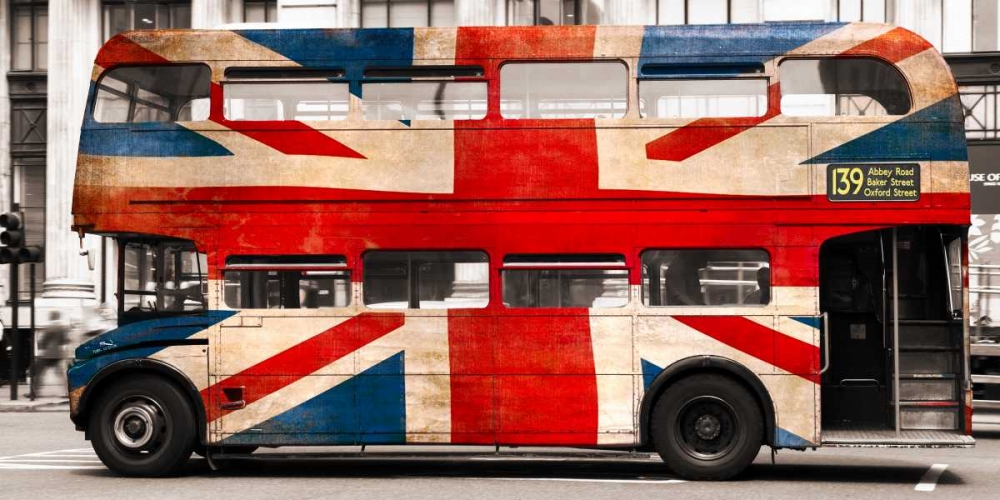 Union jack double-decker bus, London art print by Pangea Images for $57.95 CAD