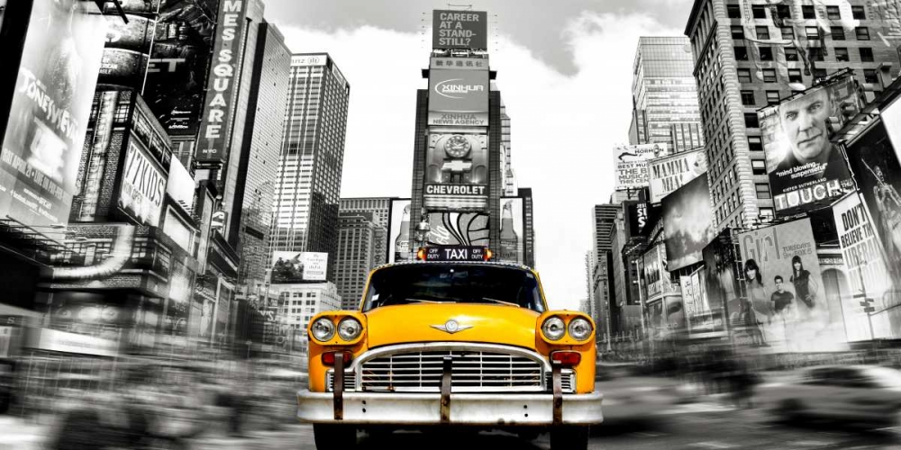 Vintage Taxi in Times Square, NYC art print by Julian Lauren for $57.95 CAD