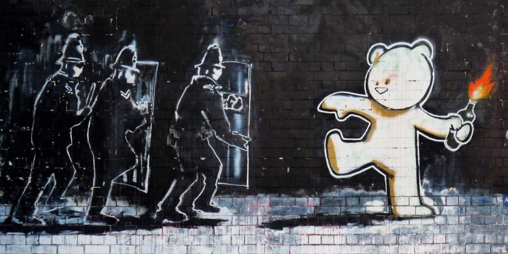 Stokes Croft Road, Bristol (graffiti attributed to Banksy) art print by Anonymous (attributed to Banksy) for $57.95 CAD